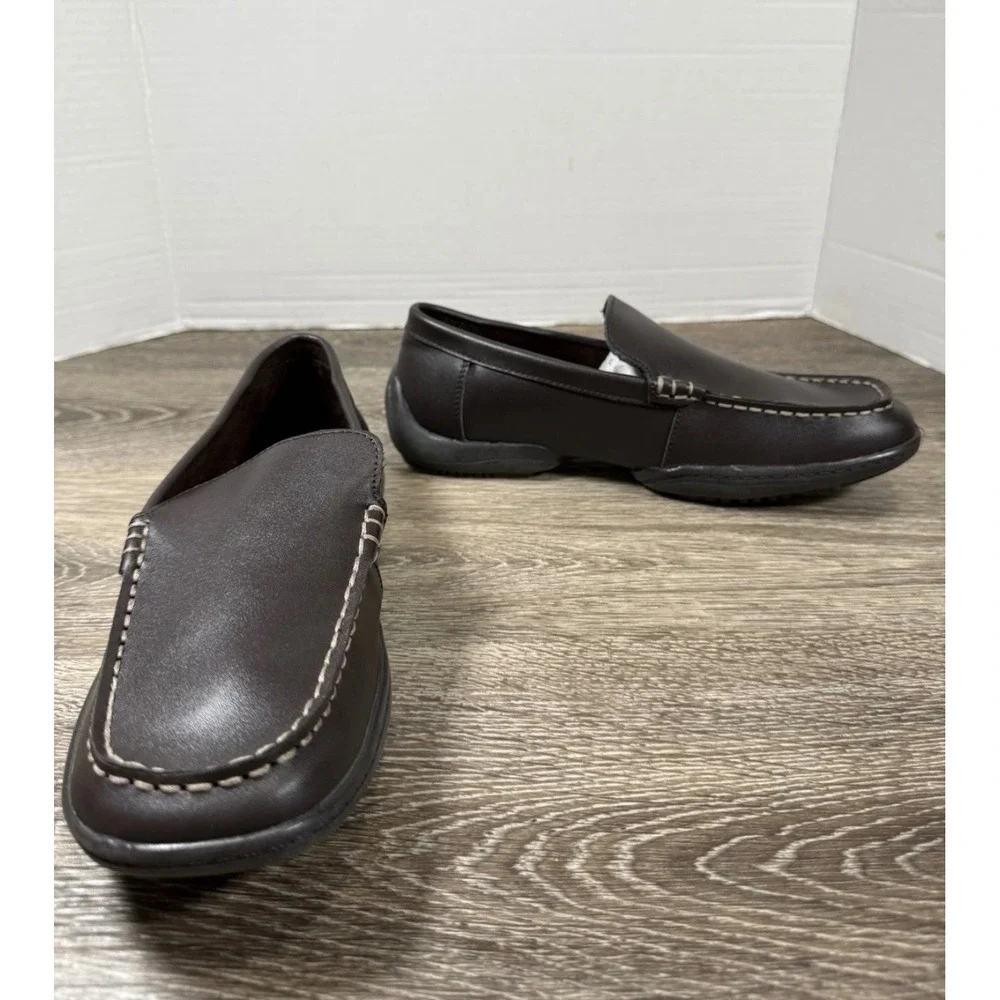 Kenneth Cole Reaction Leather Shoe Loafers Dark Brown Mens Size 6M Preppy Office